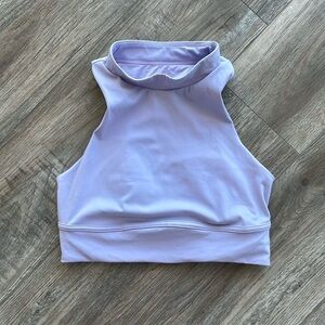 Lilac Padded Workout Top with Cut-Out Back